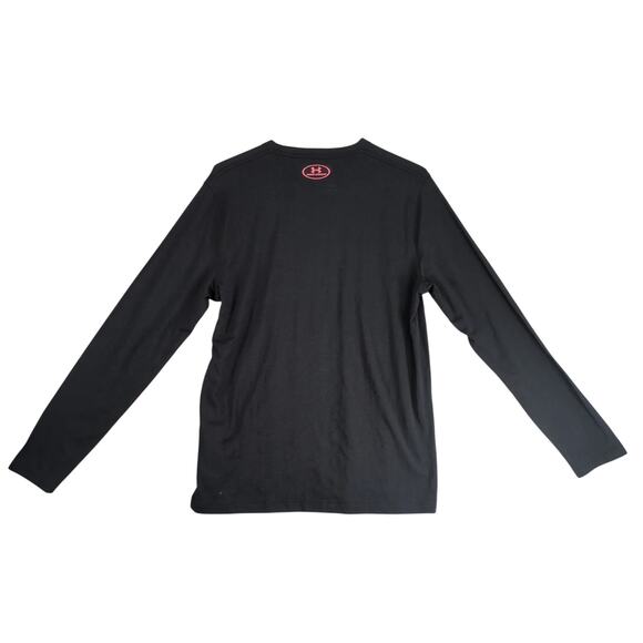 NWT Under Armour Heatgear Men's M Black T-Shirt Red Logo Long Sleeve Training - Picture 2 of 10